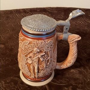 Avon 1994‎ Country Western Music Stein Ceramic Pewter Lid Collectible Brazil
